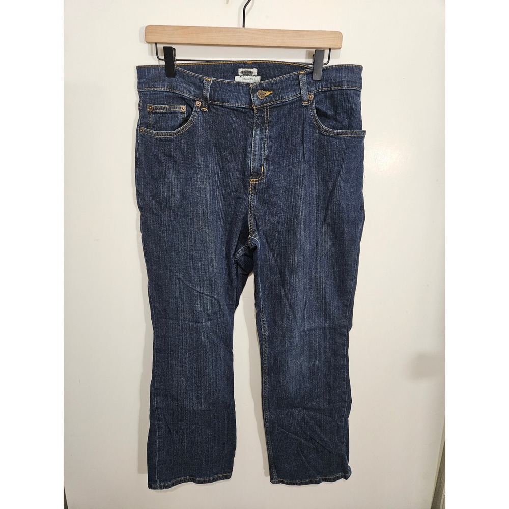 LL Bean‎ Classic Fit Jeans Womens 16 Pet Dark Wash Straight Leg Denim 270955